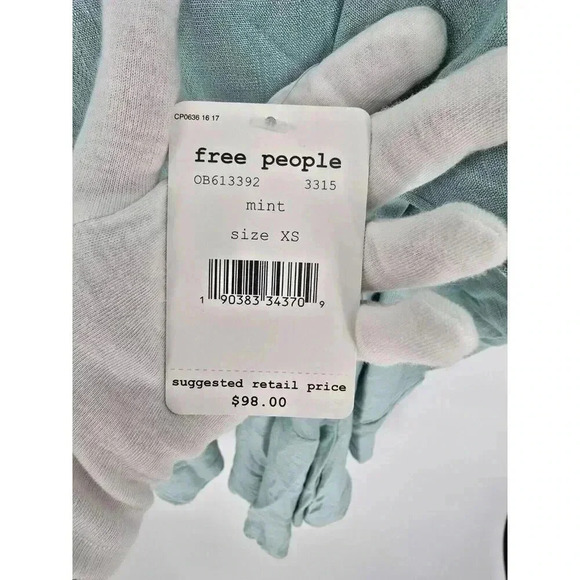 Free People Tunic Dress Top Size XS Mint Cold Shoulder Asymmetrical Hem Boho - Picture 13 of 13